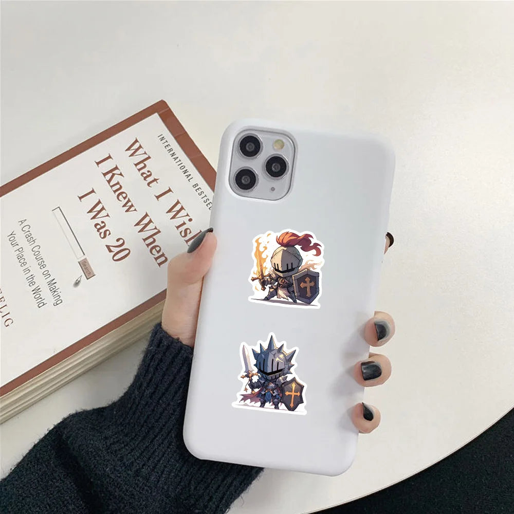 54Pcs Knight Stickers Monster Cartoon Anime Personalized Graffiti Decoration Phone Case, Children Stationary Stickers Reward