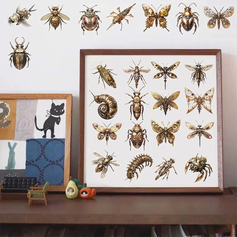 50PCS Steampunk insect Stickers Retro Scrapbooking Bicycle Positive Harajuku Stationary Laptop Luggage DIY Coffee Sticker