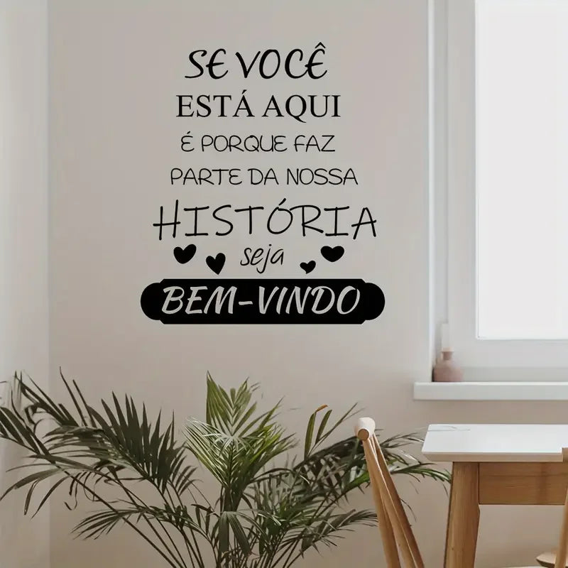 1pc "You Are Part of Our History" Portuguese Wall Sticker - Removable Vinyl Decal with Heart Accents for Living Room, Bedroom, D