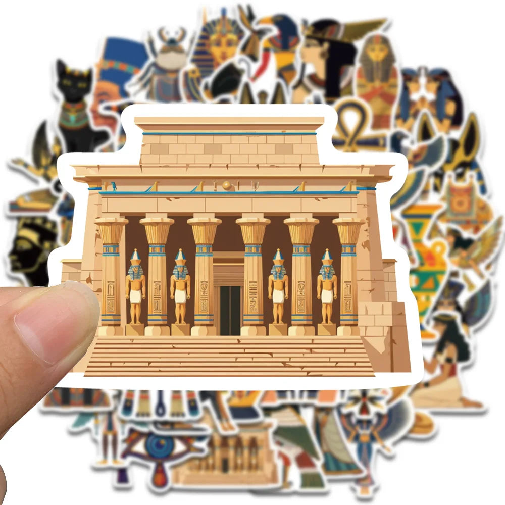 50PCS Ancient Egypt Sticker Nostalgia Cafe Art Picture Laptop Luggage Skateboard Bicycle Graffiti Waterproof Sticker for Gift