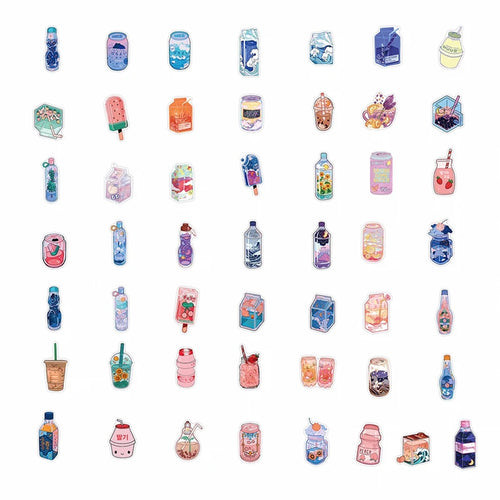 10/30/50PCS Japan Dink Sticker Aesthetic Sketchbook for Kids Children's PVC Decoration Scrapbooking School Stationery Supplies