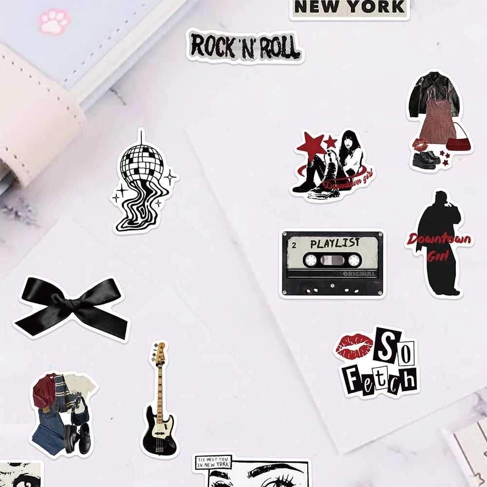 50PCS Creative Black Y2K Creative Aesthetic Sticker Advanced Mobile Phone Case Laptop Sticker