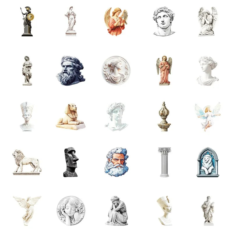 10/30/50PCS Vintage Artistic Sculpture PVC Sticker Aesthetic Stationery DIY Decoration Scrapbooking School Supplies for Kids