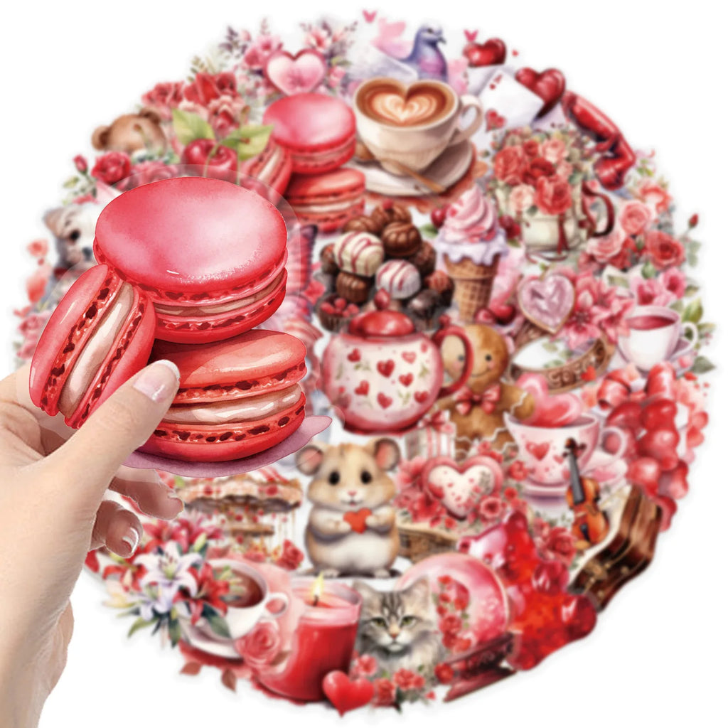 50 PCS Transparent Cartoon Confession Gift Sticker Pack Waterproof Transparent PET Bookkeeping Material Decor Guitar Notebook