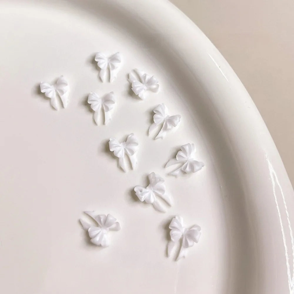 20pc Exqusitive Bows Nail Resin Charms Mini Bow Nail Art Accessories Bow Black White Rice White Bow Tie Nails Decoration Diamond