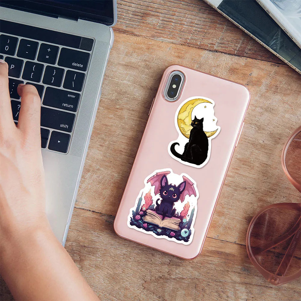 50PCS Halloween Cat Cute Creative Fun Stickers DIY Manual Decoration Luggage Notebook Water Cup Label Stickers