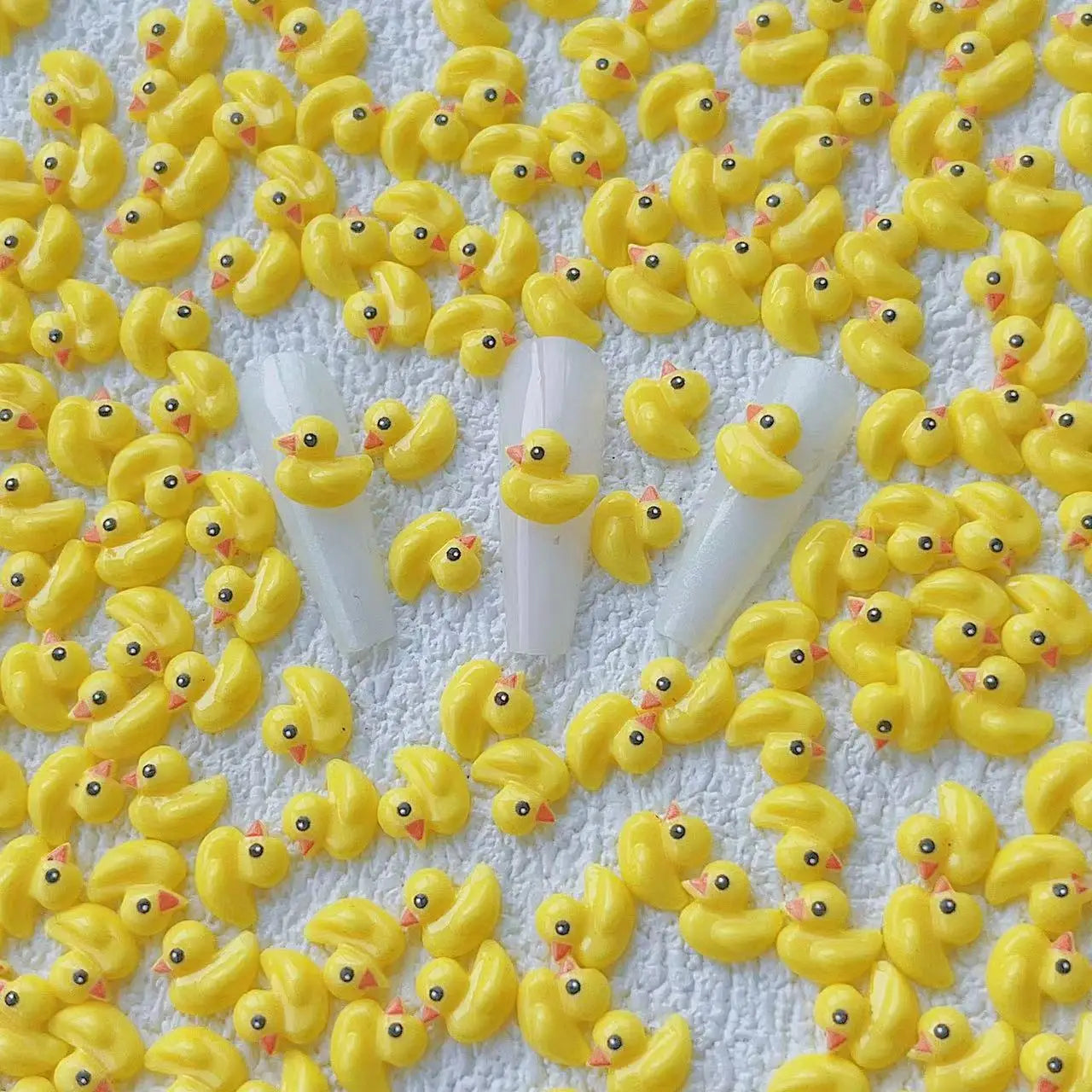 50pcs Cartoon Yellow Duck Nail Art Accessories 3D Flatback Resin Nail Charms Decorations DIY New Manicure Design Supplies Parts