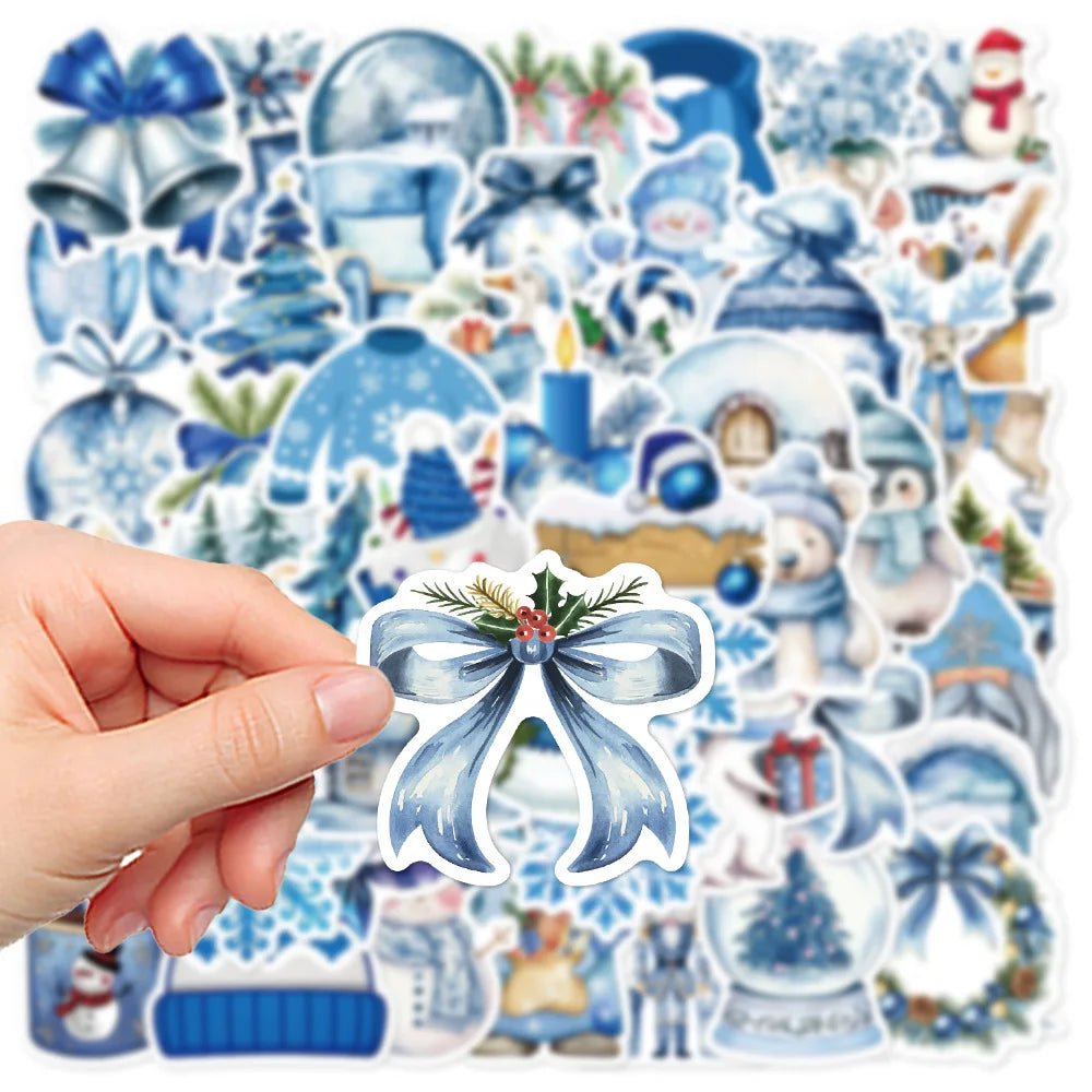 50/100PCS Blue Winter Stickers Scrapbooking Laptop Graffiti Room Community Diary Y2k Fashion Phone Fun Christmas Sticker