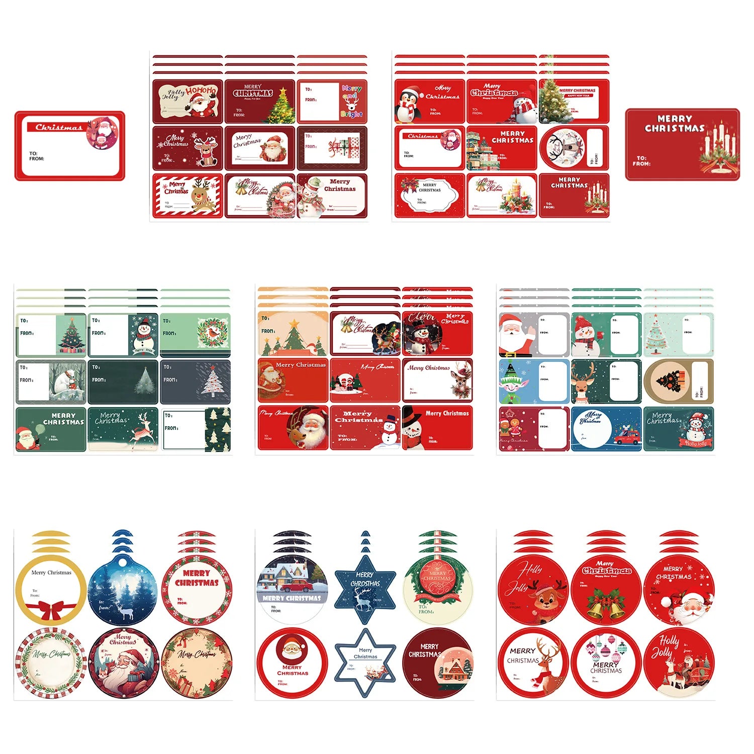 8Pcs Puzzle Cartoon Christmas Snowman Party Make a Face Stickers Handicrafts Waterproof Stickers
