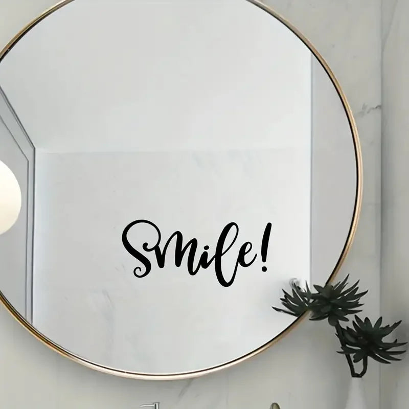 1pc, English Smile Inspirational Wall Sticker - Removable, Waterproof, and Decorative for Bedroom and Living Room