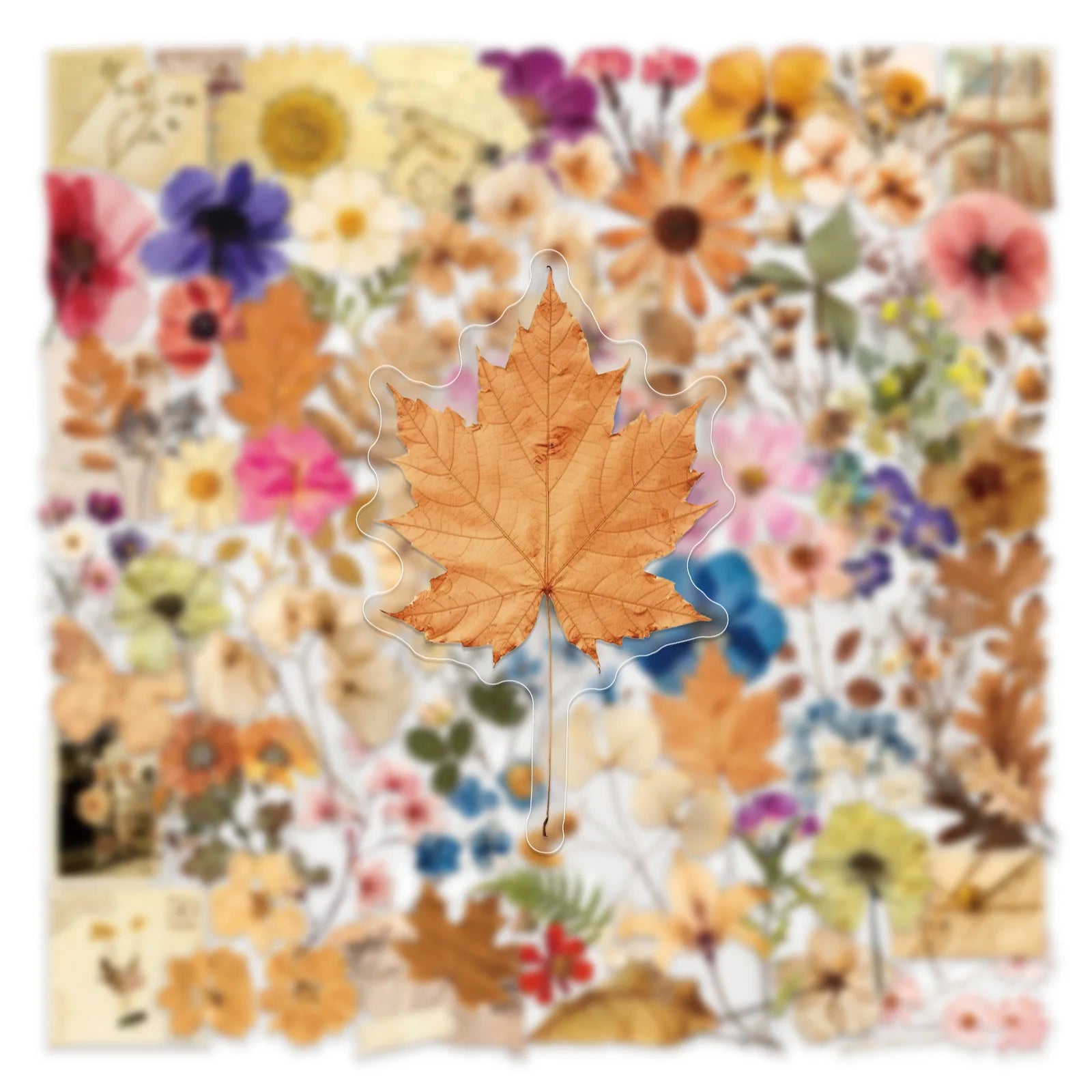50/100PCS Plant and Flower PET Stickers Decorative Landscape Stickers DIY Stationery Refrigerator Flower Stickers