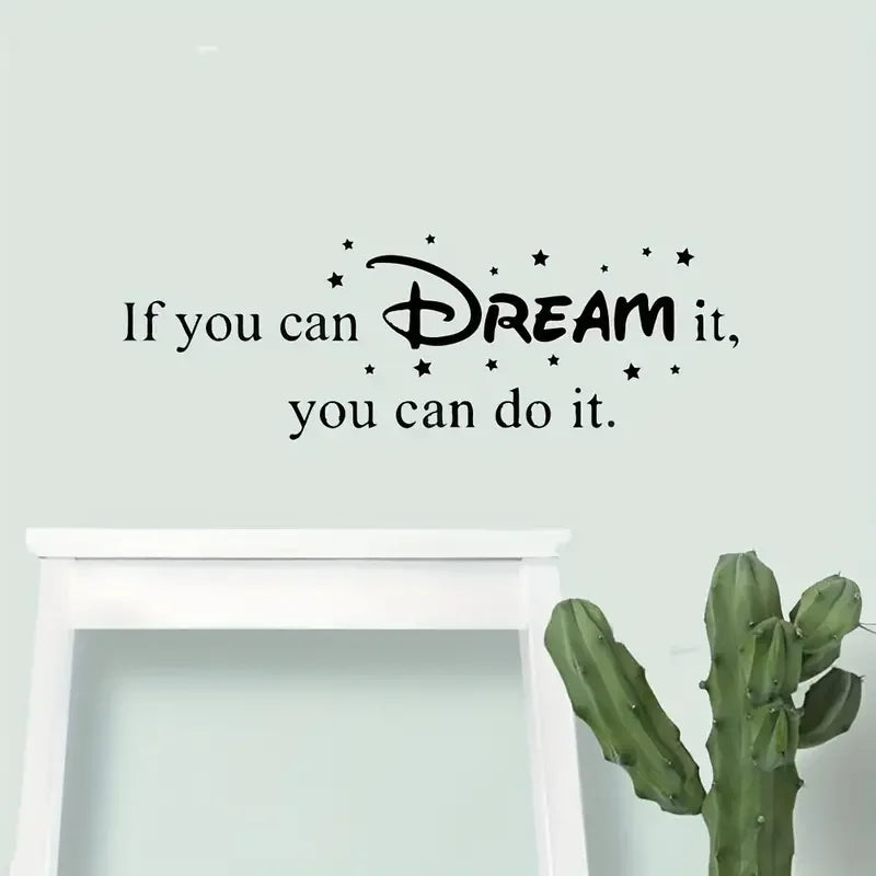 1pc Artistic Fonts Vinyl Wall Decal, "If You Can Dream It, You Can Do It" Quote Slogan Mural, Self-adhesive Decorative Wall Art