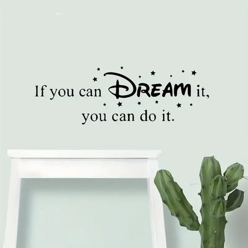 1pc Artistic Fonts Vinyl Wall Decal, "If You Can Dream It, You Can Do It" Quote Slogan Mural, Self-adhesive Decorative Wall Art