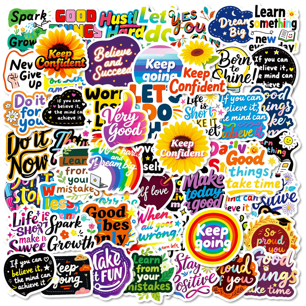 56-Piece Motivational Graffiti Sticker Set Student Stationery Notebook Phone Helmet Decor Waterproof Decals