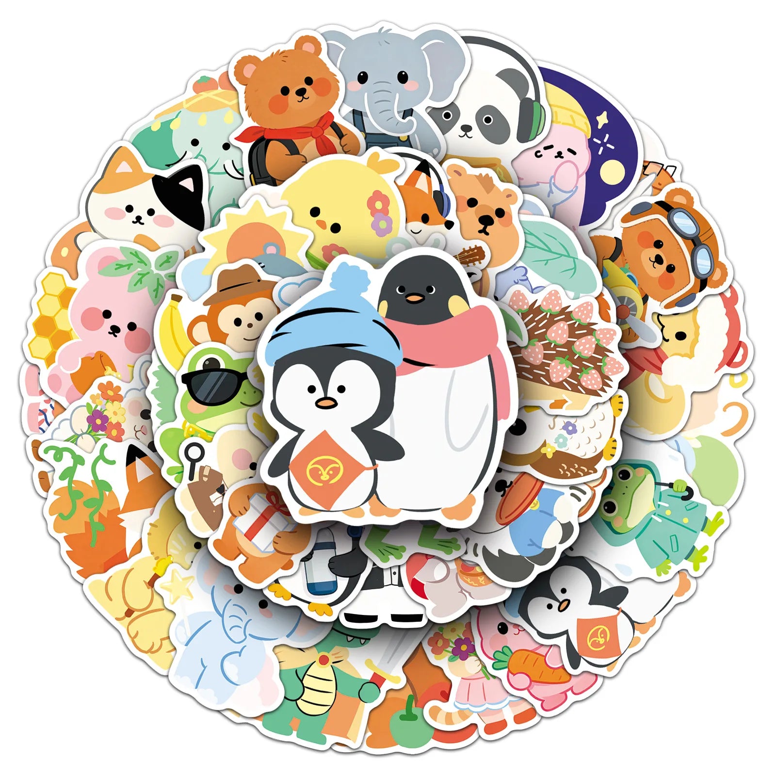 50/100PCS Graffiti Small Animal Stickers Cute Hand drawn Cartoon Waterproof Decoration Handheld Stationery Stickers