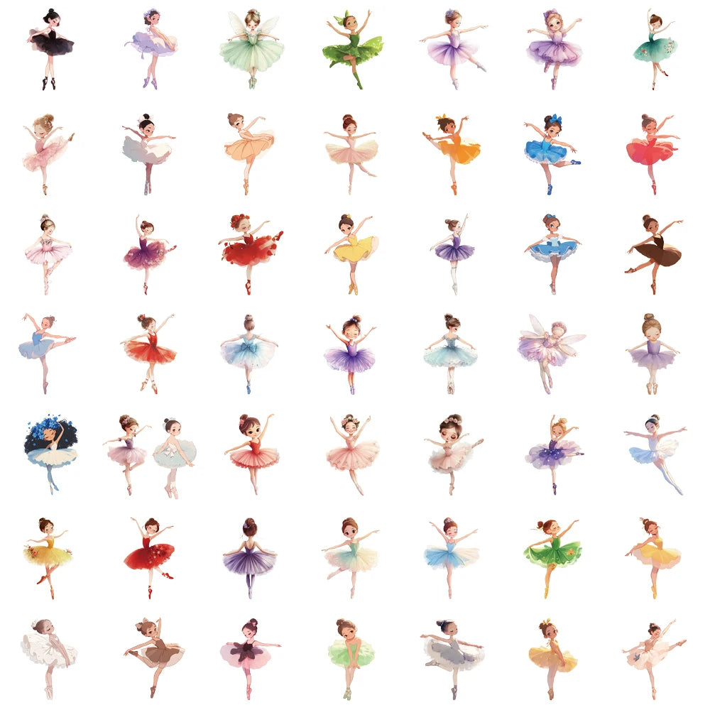 50PCS Creative Ballet Sticker Harajuku Waterproof Scrapbooking Aesthetic Living Handmade Phone Creative Skateboard Decal