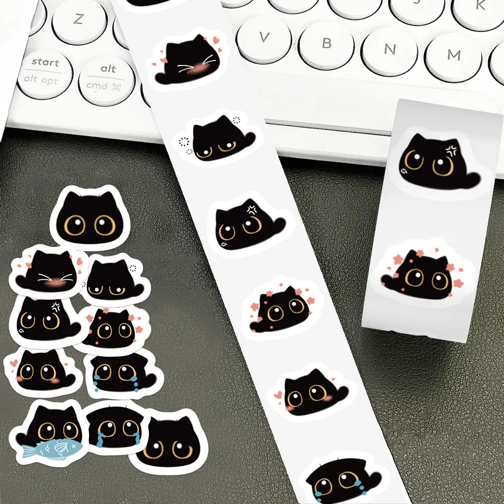 500Pcc/roll Cute Cat Stickers Creative DIY Envelope Sealing Stickers Stationery Children Reward Decor Stickers