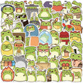 ‌50/100Pcs Funny Cartoon Frog Stickers - Unique Non-repeating Waterproof Decals for Phone, Cup, Notebook, Fridge, Pencil Box