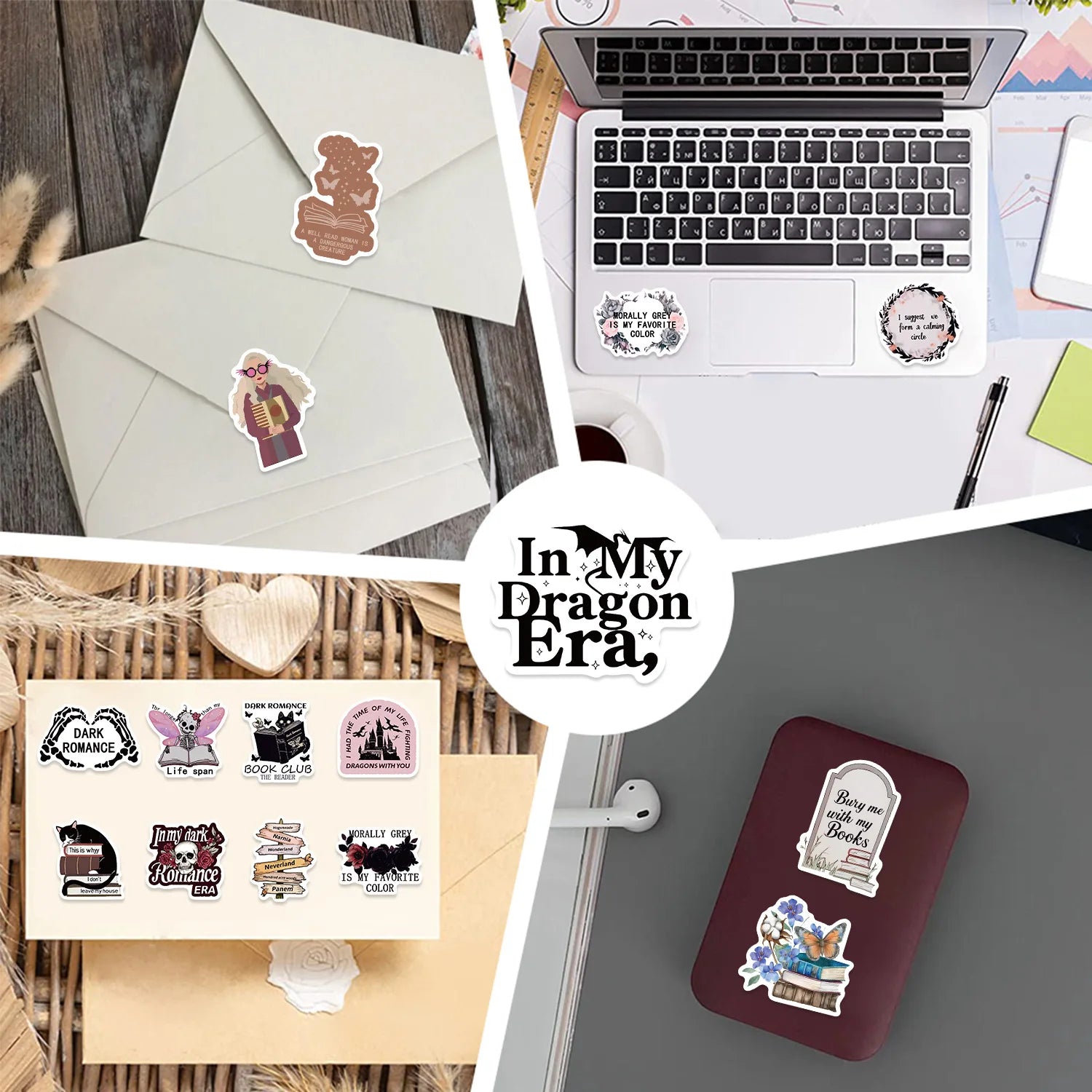50/100PCS Dark Reading Book Graffiti Stickers Decor Tablets Phone Water Bottle PVC Waterproof Stationery Children Reward Sticker
