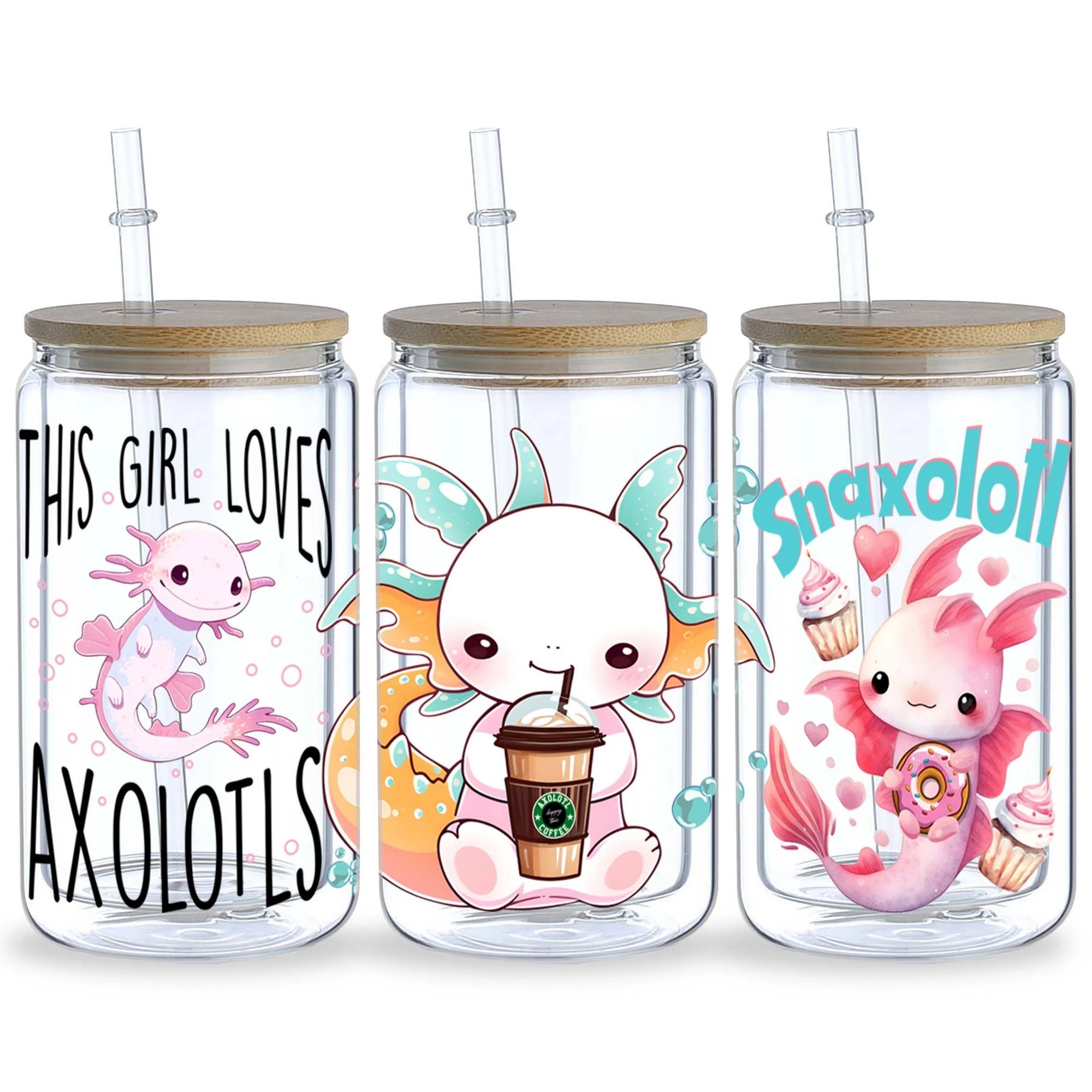 5 Sheets Salamander UV DTF Cup Sleeve 16oz, Funny Salamander DTF Cup Sleeve Transfer Glass, Water Bottle Waterproof Decal