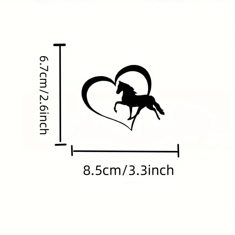 Horse And Heart Pattern Sticker, Waterproof And Vinyl Sticker Suitable For Cars, Laptops, Horse Farms, Skateboards