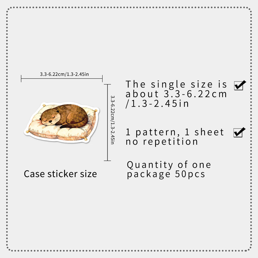 50/100PCS Cartoon Otter Stickers, Cute Animals, Creative Waterproof Decoration, Phone Computer Stationery Stickers