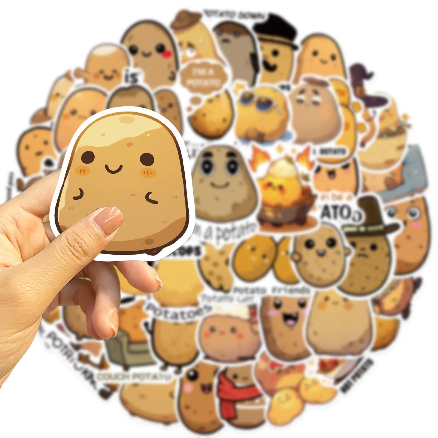 50/100 Fun Cartoon Potato Stickers Guitar Notebook Luggage DIY Waterproof Stationery Stickers