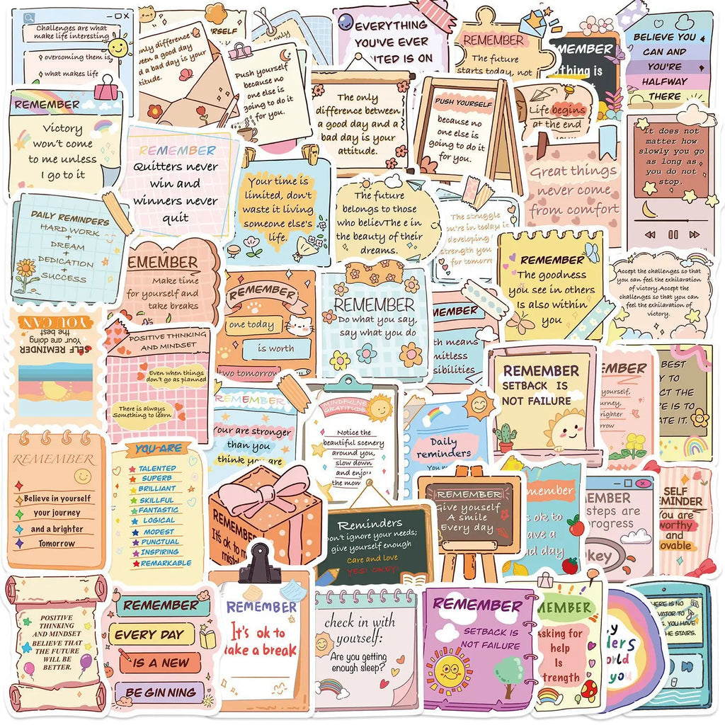 50/100PCS Cartoon Inspiration Notes Graffiti Stickers Decorative Guitar Notebook Luggage DIY Waterproof Stickers