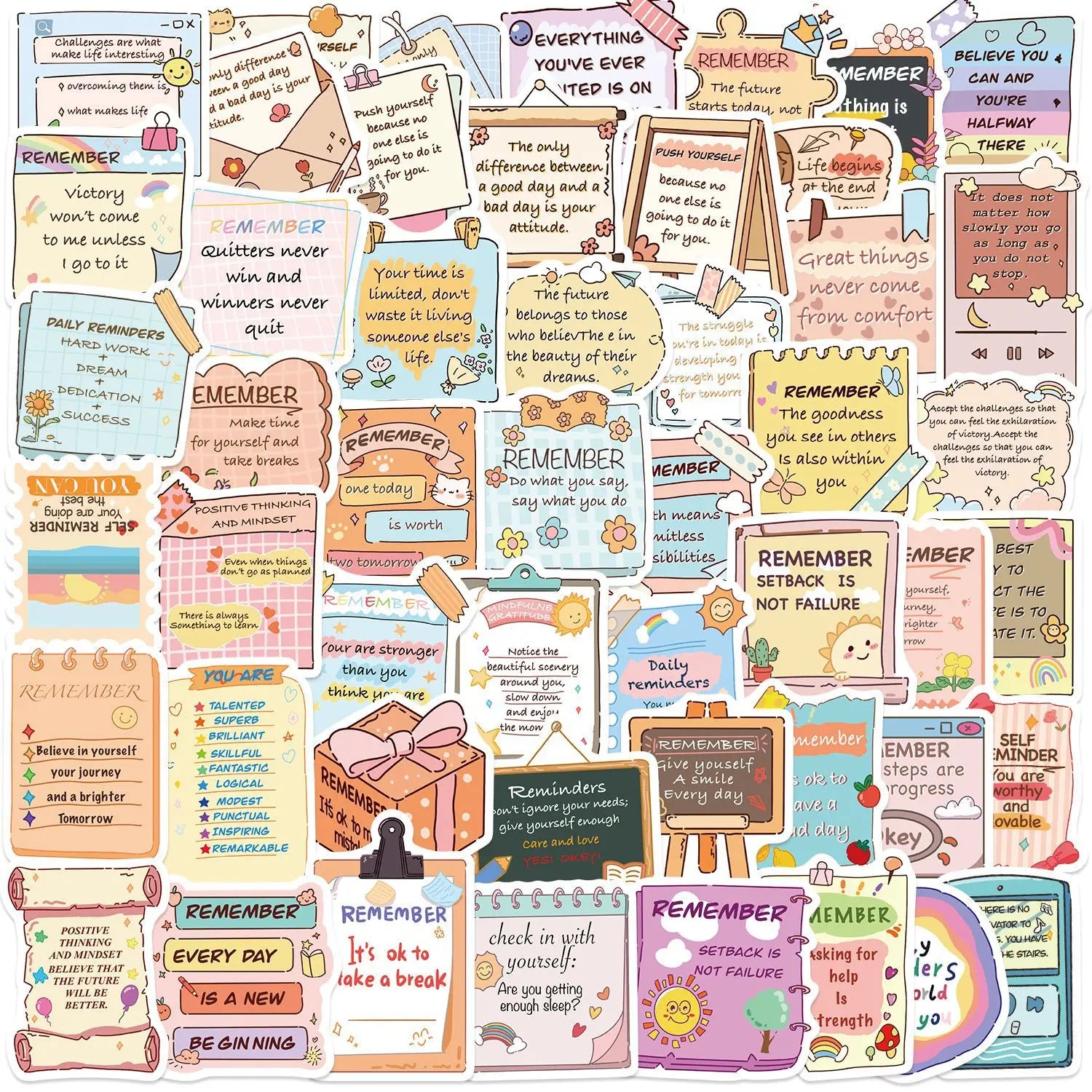 50/100PCS Cartoon Inspiration Notes Graffiti Stickers Decorative Guitar Notebook Luggage DIY Waterproof Stickers