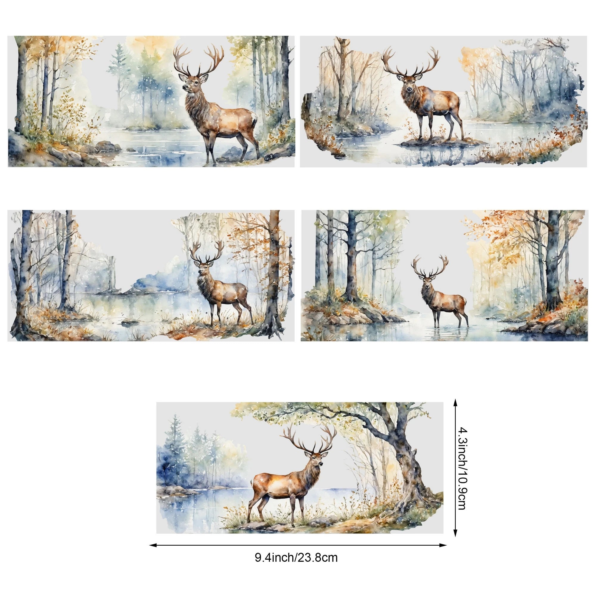 5 sheet Deer UV DTF Cup Stickers, DTF Transfer Stickers, Waterproof Wipe Transfer Paper for 16oz Glass, Mug, Crafts, Furniture
