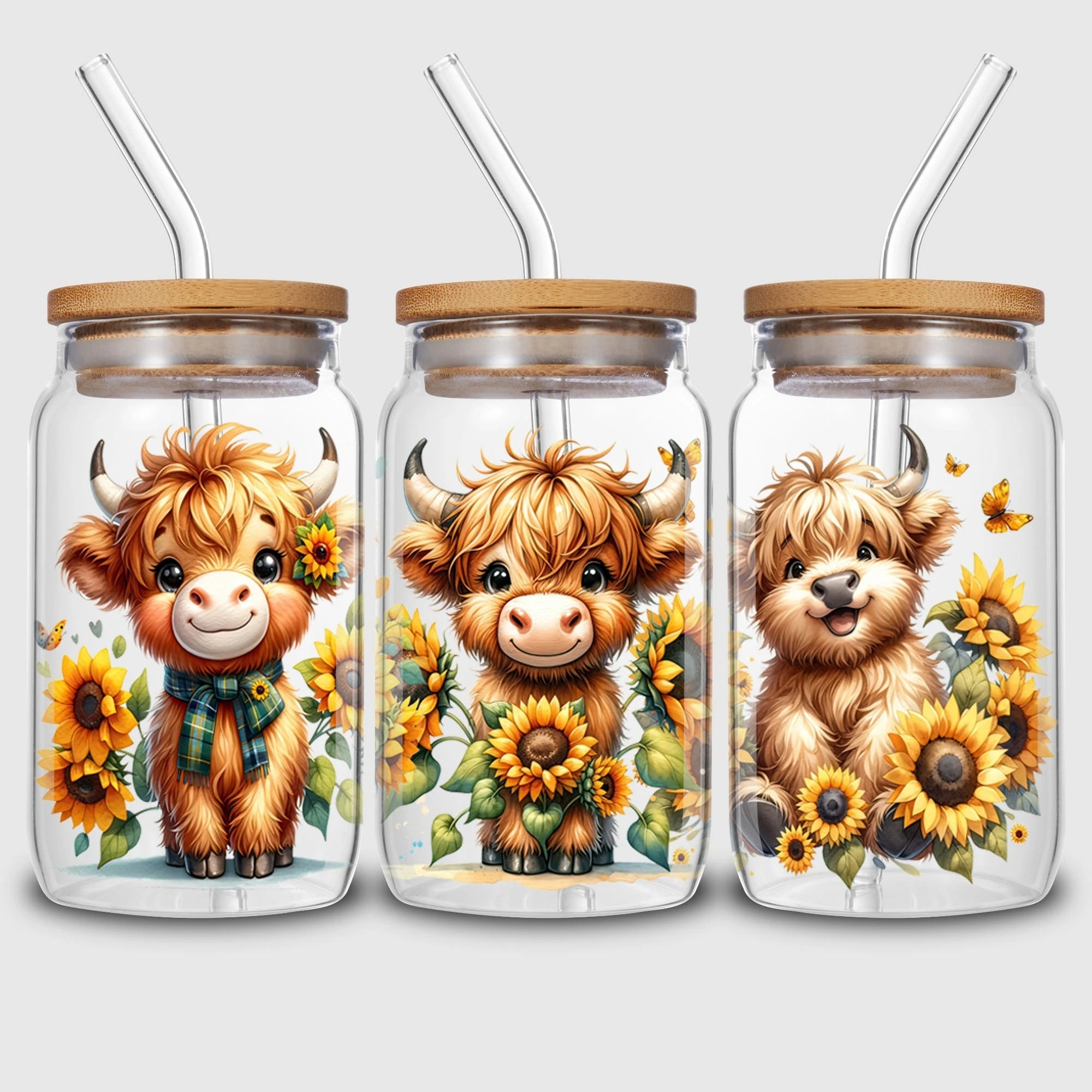 5 Sheets Animal UV DTF Cup Stickers, DTF Friction Transfer Stickers, Waterproof Cow Horse Duck Transfer Stickers