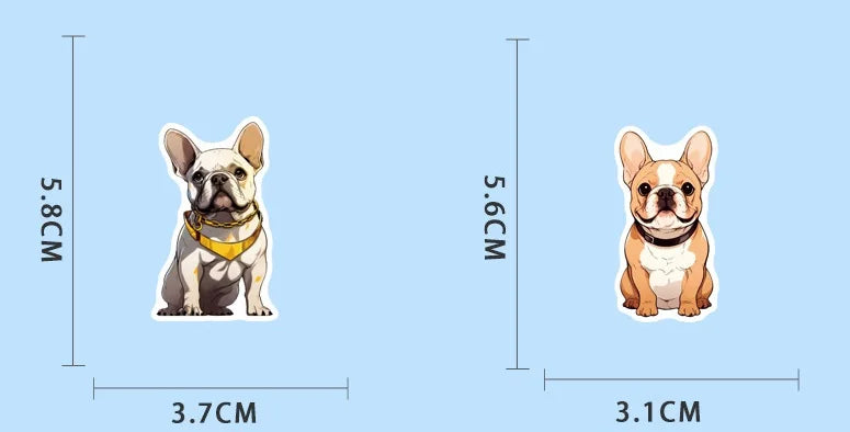 50/100 Pcs New Cartoon French Bulldog HD Colorful Stickers for Suitcase Thermos Stationery Box Toy Shelf Fridge Removable Decals