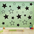 1 Set Boho Style Black and White Star Wall Stickers, Cartoon Space Theme PVC Self-Adhesive Decals for Bedroom, Living Room, Entr