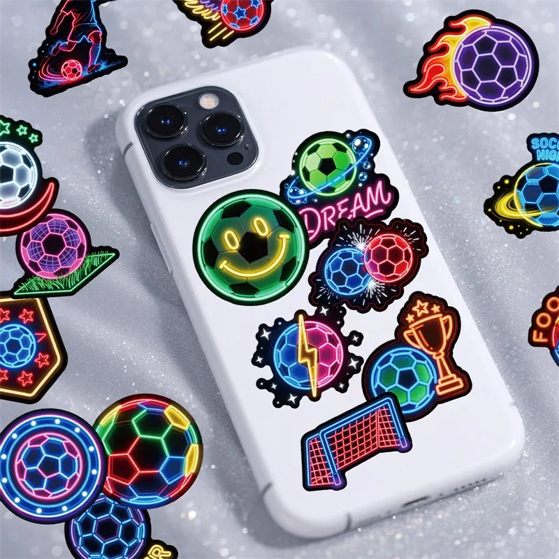10/30/56PCS Neon Football PVC Sticky Stickers Aesthetic Colored DIY Phone Laptop Luggage Skateboard Graffiti Decals