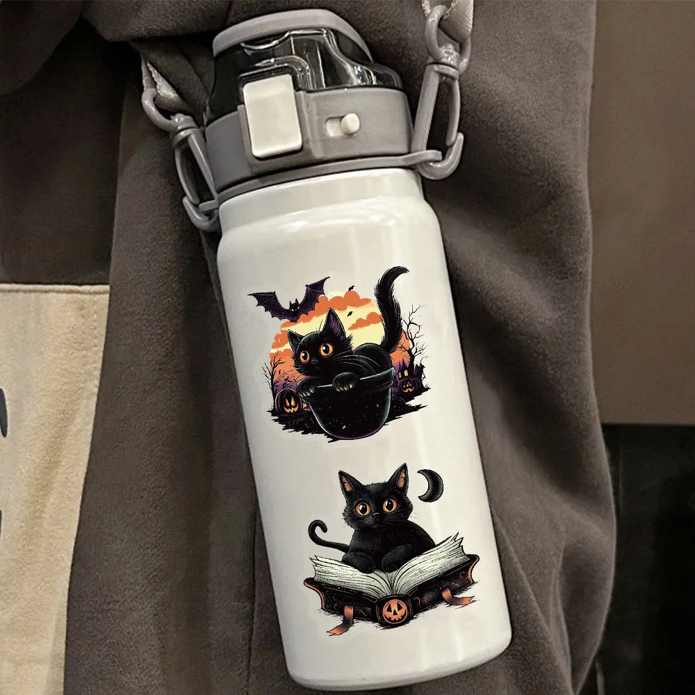 50PCS Halloween Black Cat Fun PET Stickers Decoration Computer Scrapbook Refrigerator Phone Case Speaker Guitar Toy Stickers