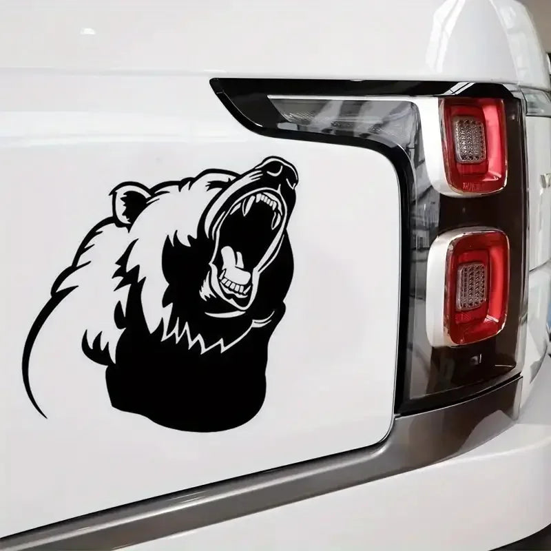 1pc Roaring Bear Head Car Sticker For Laptop, Water Bottle, Car, Truck, Van, Wall, Motorcycle, Car Accessories