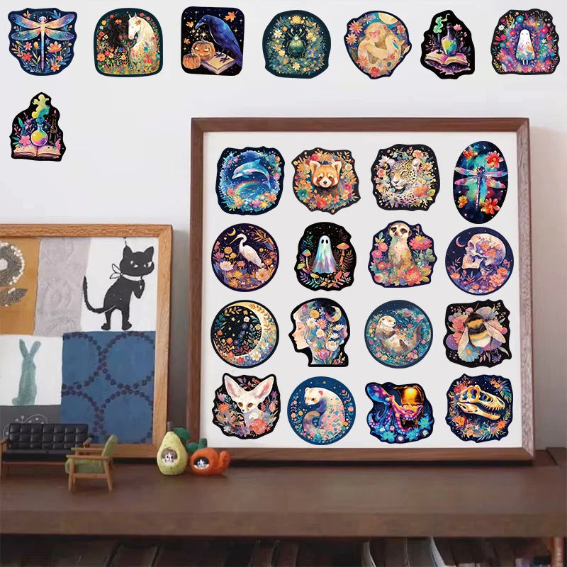 50PCS Laser Cute Animals Sticker Refrigerator Waterproof Laptops Stationery Cup Luggage Creative Decorating Cartoon Stickers