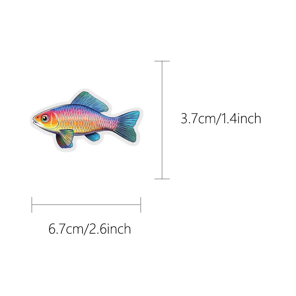 50Pcs Cartoon Fish Sticker Transparent PET Laptop Phone Case Decoration iPad Waterproof Sticker