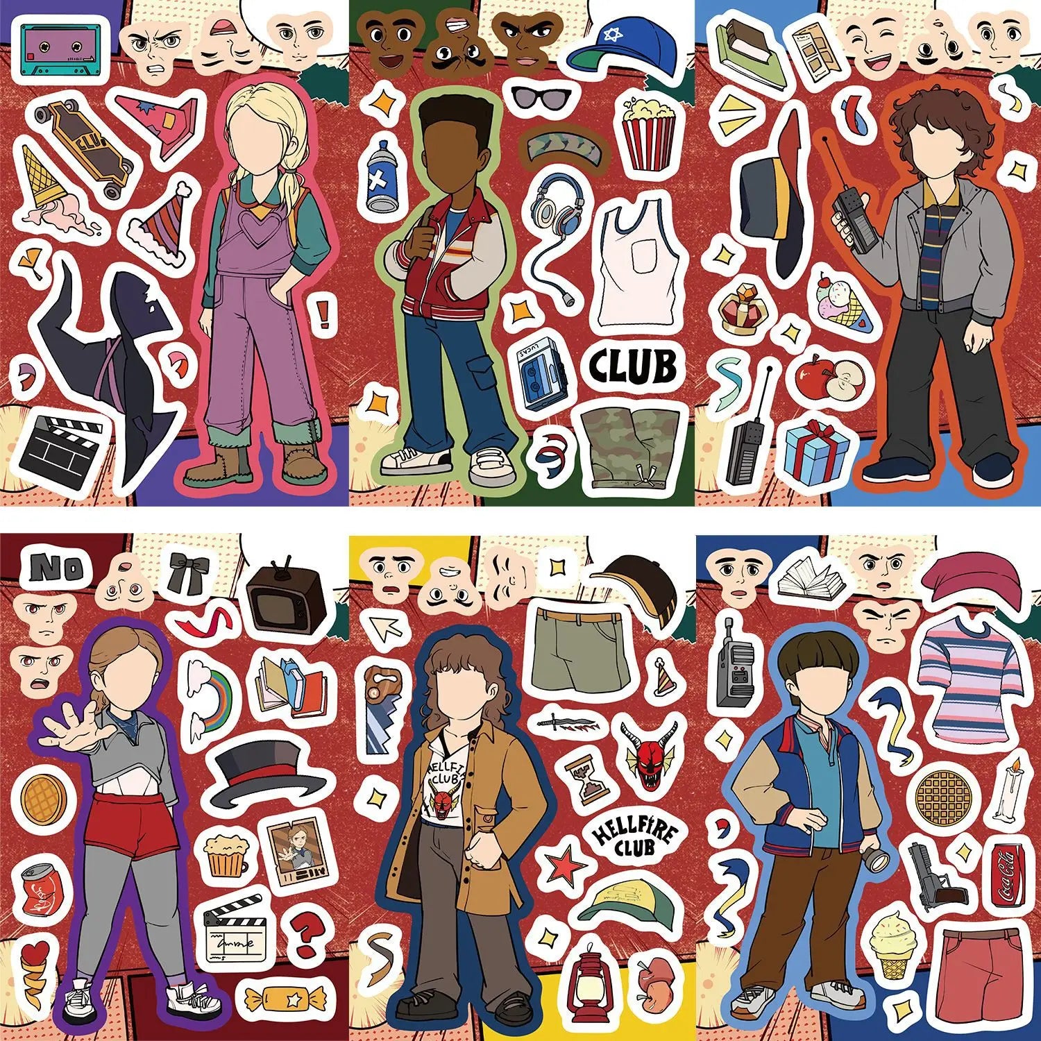 8/16 Pcs Cartoon People Jigsaw Puzzle Stickers DIY Toys for Reward Stationery Box Notebook Fridge Helmet Suitcase Piano