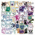 10/30/56PCS Abstract Lines Cat PVC Sticky Sticker Stationery DIY Children's Laptop Luggage Skateboard Decoration Scrapbooking
