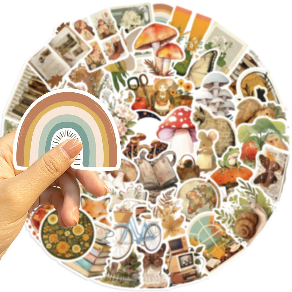 50/100PCS 50 Cartoon Retro Animal Graffiti Stationery Decoration Stickers Party Guitar Notebook Luggage DIY Waterproof Stickers