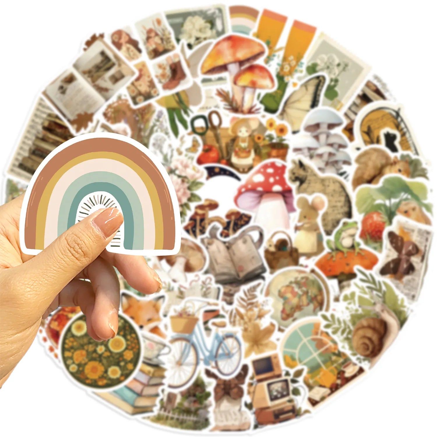 50/100PCS 50 Cartoon Retro Animal Graffiti Stationery Decoration Stickers Party Guitar Notebook Luggage DIY Waterproof Stickers