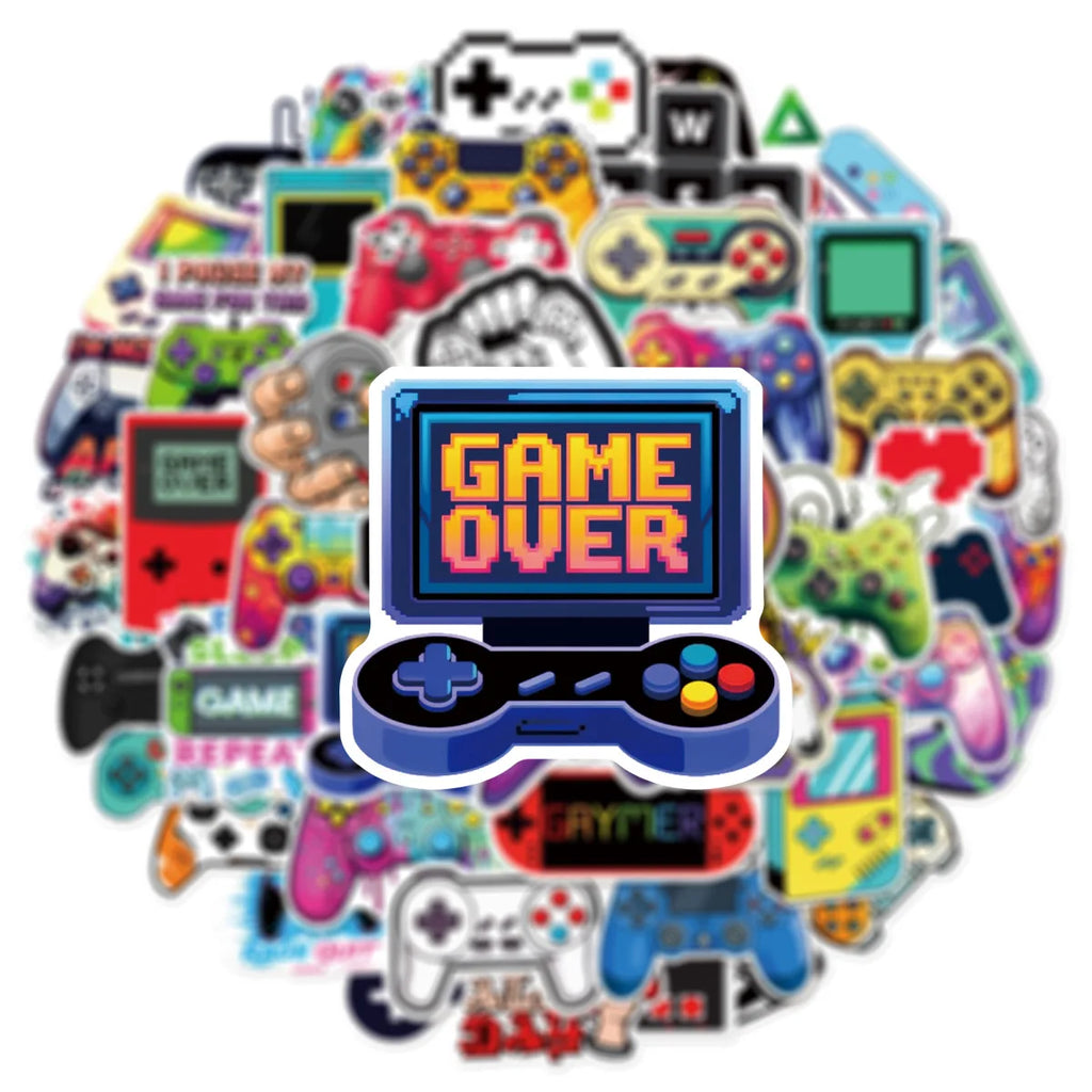 50/100Pcs Cool Classic Game Controller Cartoon Doodle Stickers for DIY Stationery Box Phone Case Cup Laptop Suitcase Retro Style