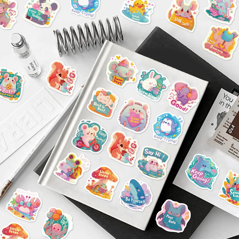 50PCS Dopamine Cartoon Animal Series Reward Creative Decorative Stickers DIY Phone Case Luggage Tablet Decorative Stickers