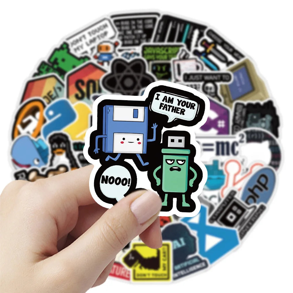 60/120PCS Programmer Computer Programming Graffiti Stickers Notebook Skateboard Stationary Laptop Waterproof Creative Stickers