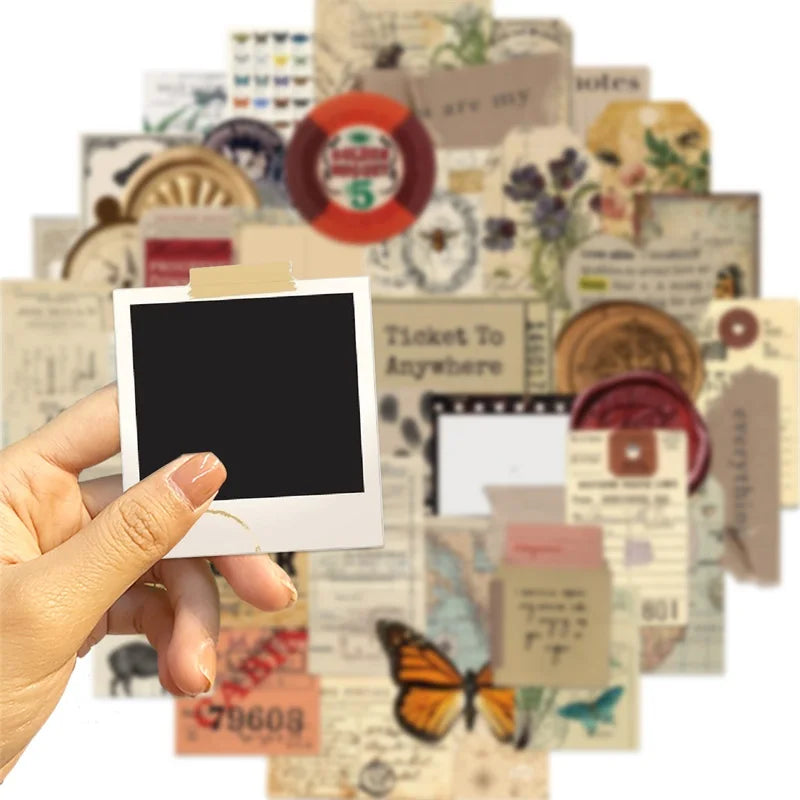 10/30/50PCS Vintage Collect PVC Sticker Aesthetic Sticky DIY Korean Stationery Decoration Scrapbooking School Supplies for Kids