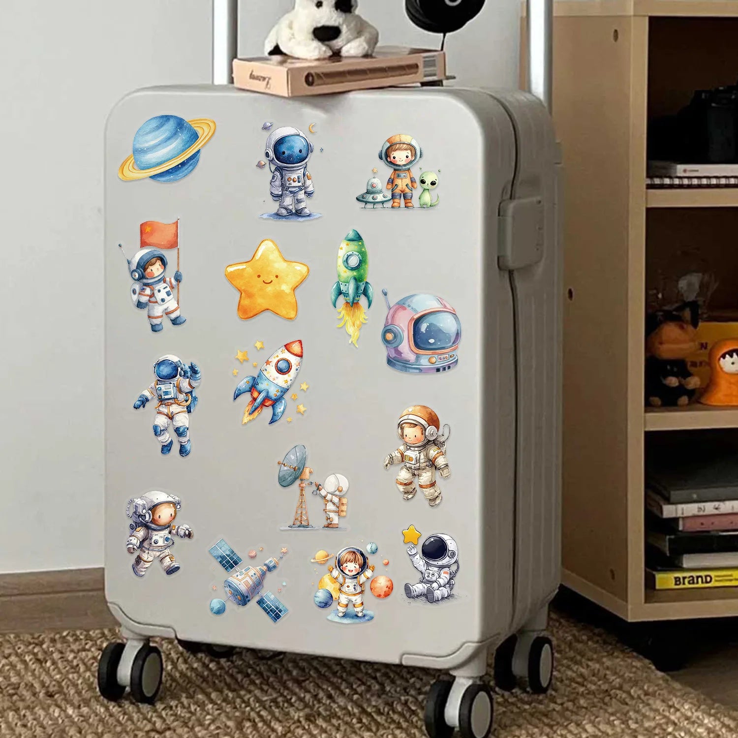 50/100Pcs Clear Cartoon Space Astronaut Waterproof Stickers DIY for Suitcase Phone Stationery Box Notebook Desk Cup Eco-Friendly