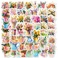 50/100PCS Flowers Handheld Various Flowers Graffiti Stickers Booklet Luggage Decoration Notebook Stationery Pen Holder Stickers