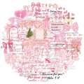 50PCS Pink Bow English Inspirational Series PET Stickers DIY Phone Case Laptop Tablet Toy Stickers