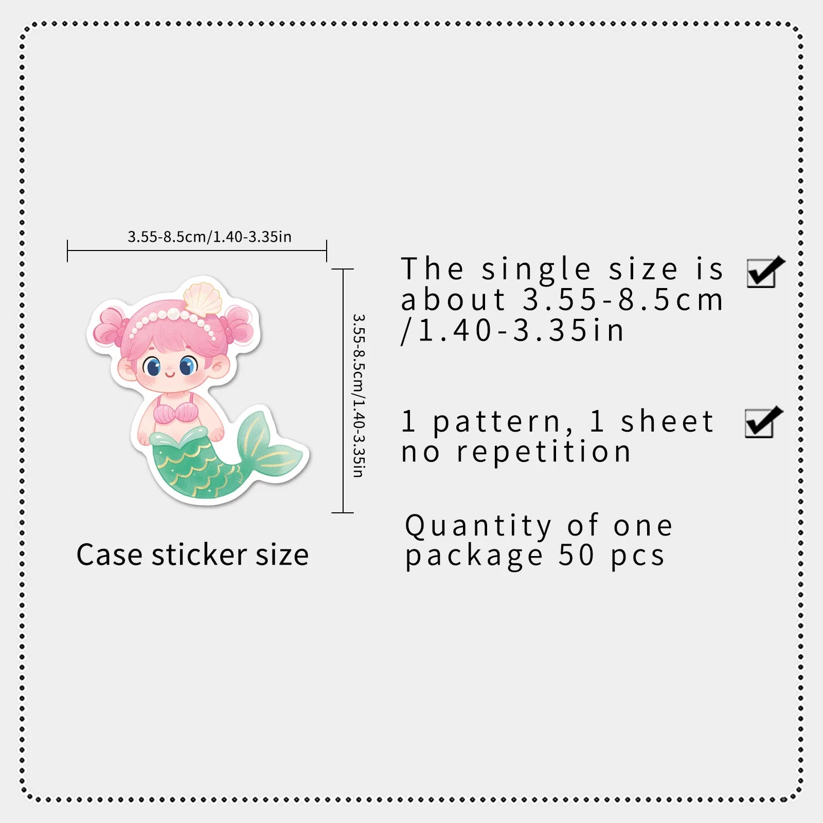 50pcs Cute Fairy Tale Mermaid Doodle Stickers for Phone Guitar Helmet Toy Notebook Stationery